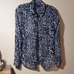 Guess Black and Gray Animal Print Blouse
